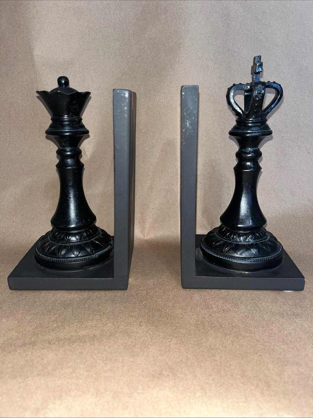 Black Decorative Chess King & Queen Bookends - Home Accents